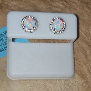 Opal and Sterling Silver 925 Stud Earrings
